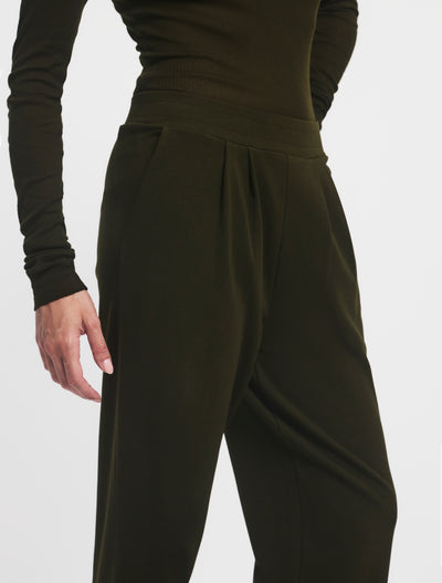 Flax Trousers In Dark Olive