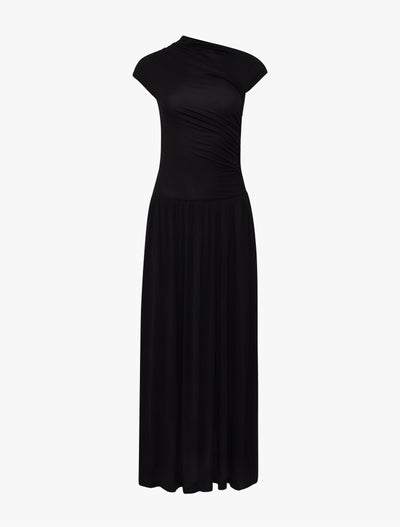 Priam Draped Dress in Black