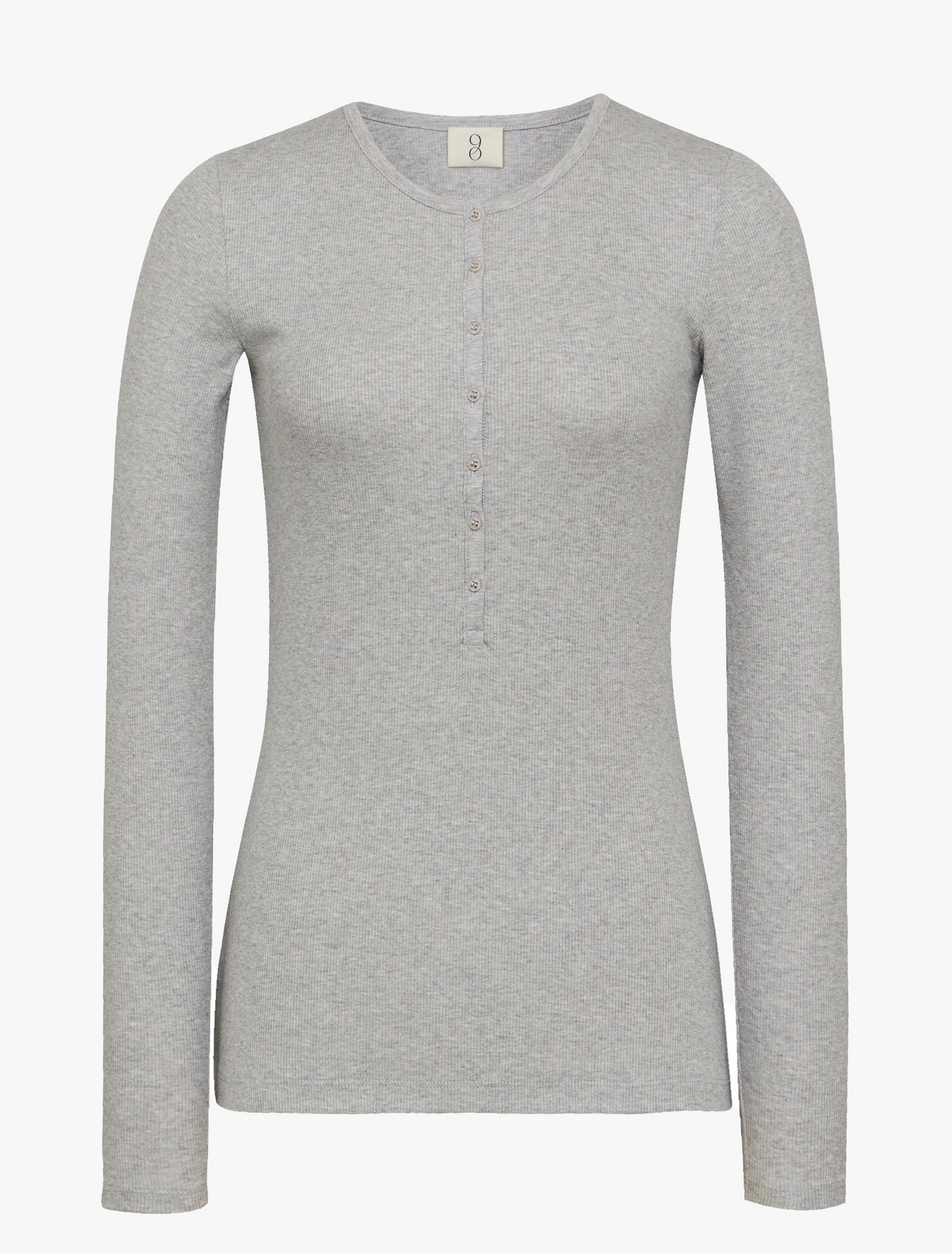 Classic Rib Henley in Grey Marl