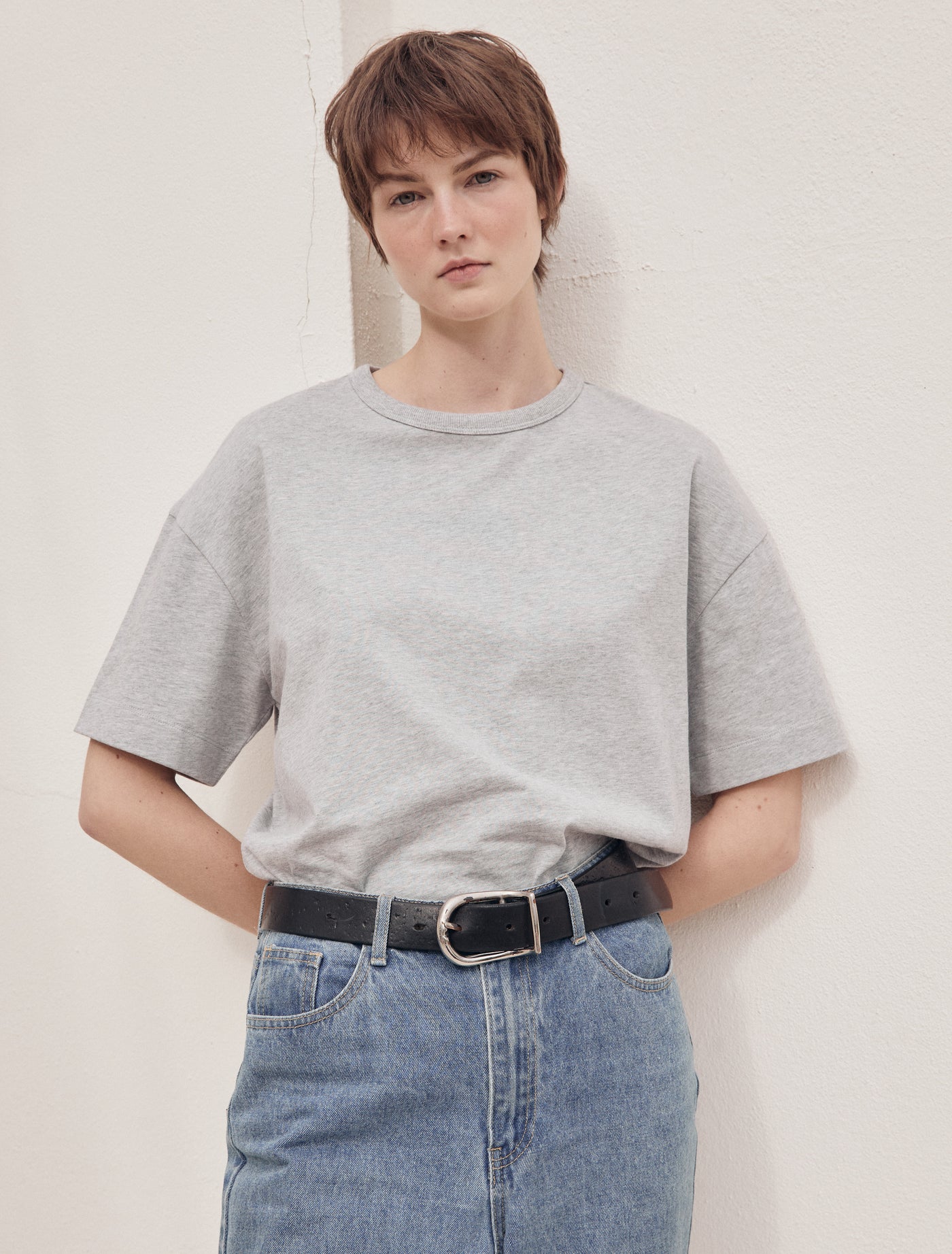 Lena Oversized T-Shirt in Grey Marl