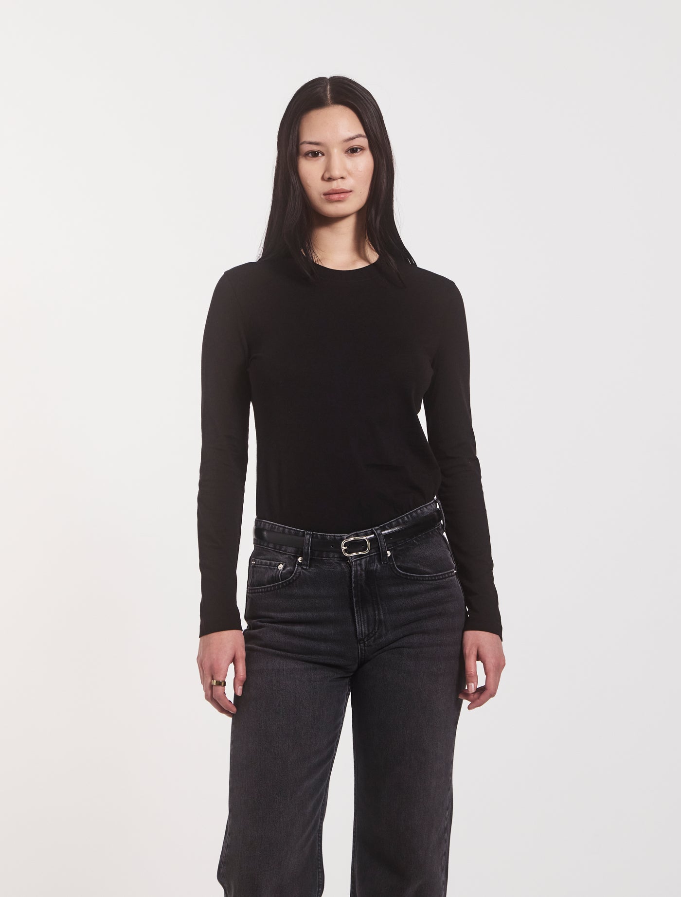 Billie Classic Cotton Long Sleeve T-Shirt in Black