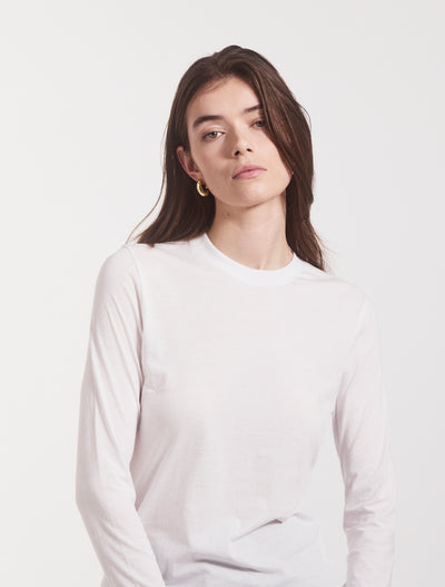 Billie Classic Cotton Long Sleeve T-Shirt in White