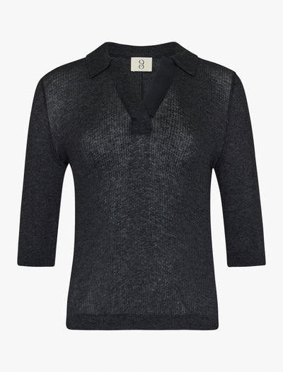 Tadeo Top in Charcoal Grey Melange, flat front