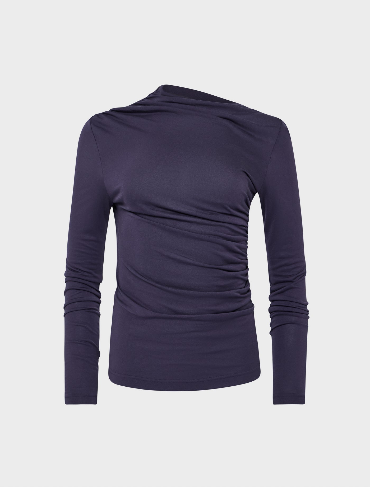 Iphis Draped Long Sleeve Top in Aubergine