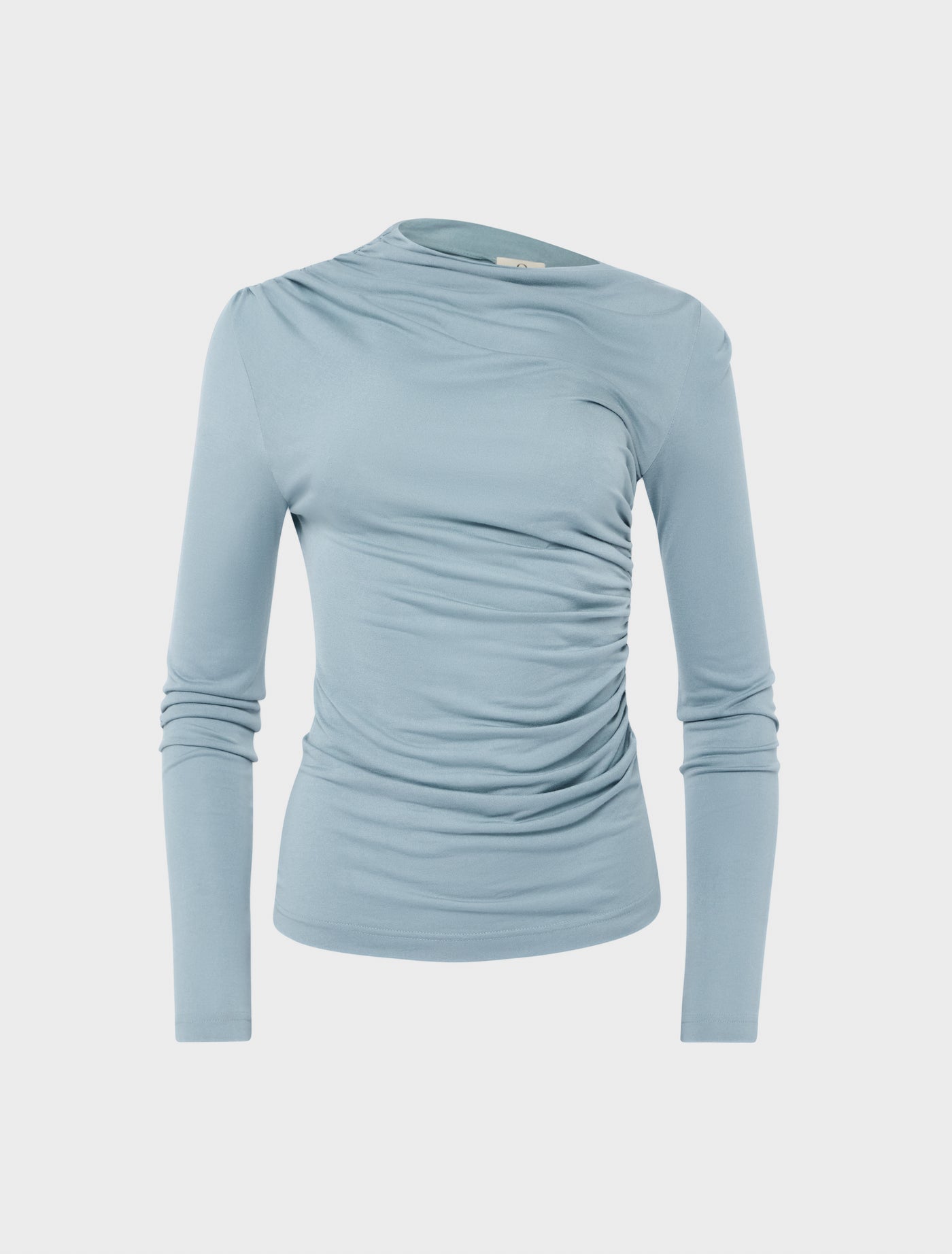Iphis Draped Long Sleeve Top in Powder Blue