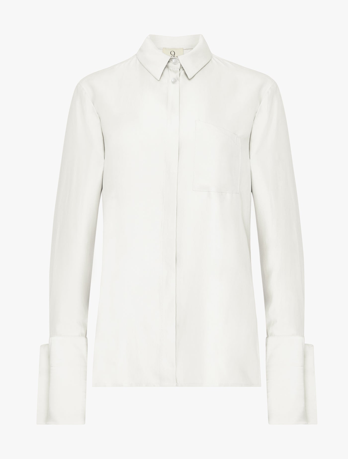 Signature Luxe Shirt in White, front view without model