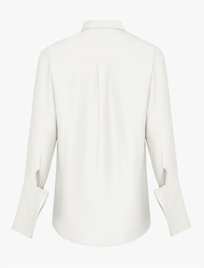 Signature Luxe Shirt in White, back view without model