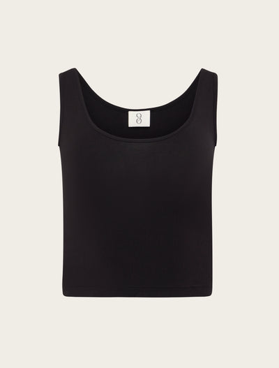 Front view of black Pia Singlet Top.