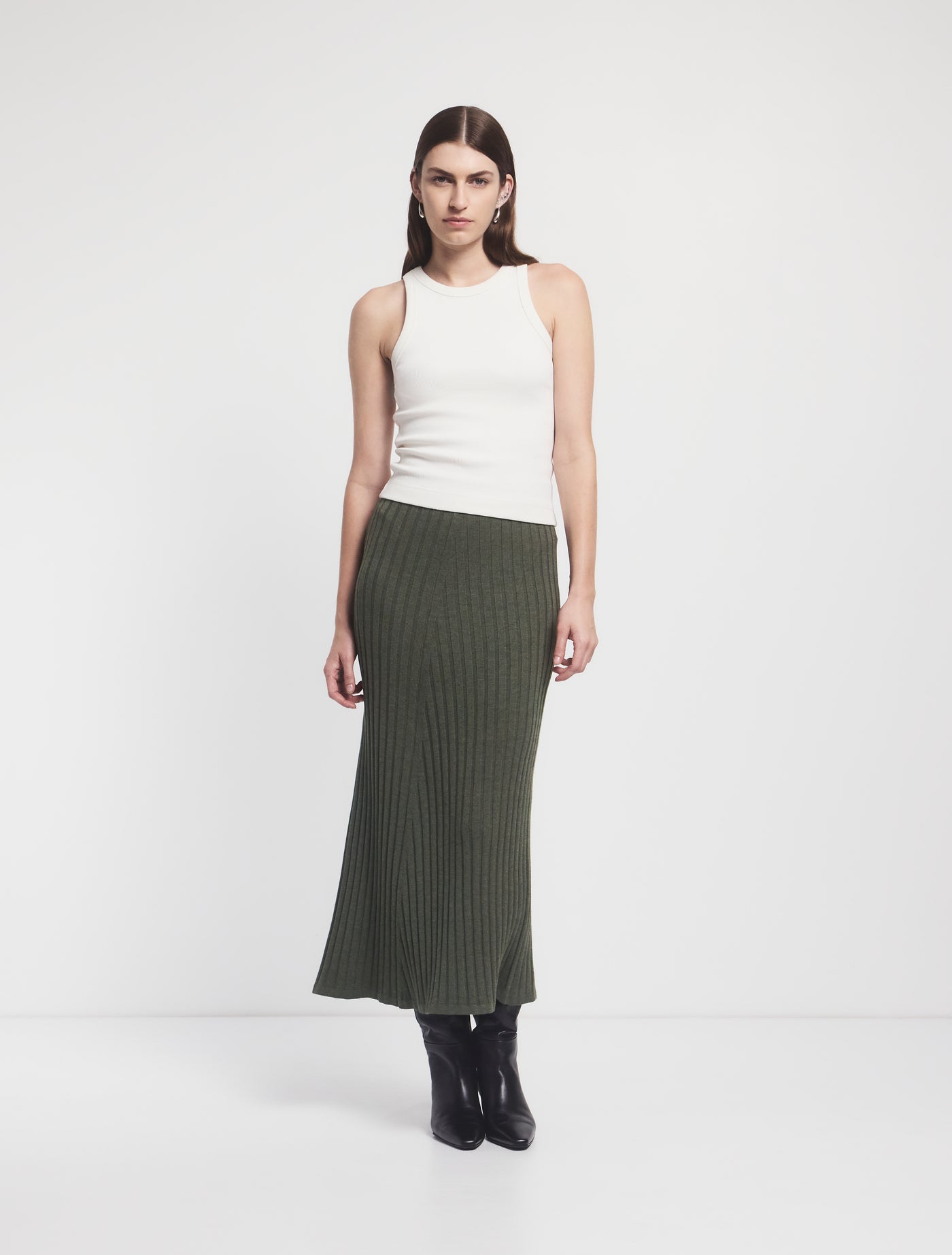 Maia Rib Skirt In Green Marl