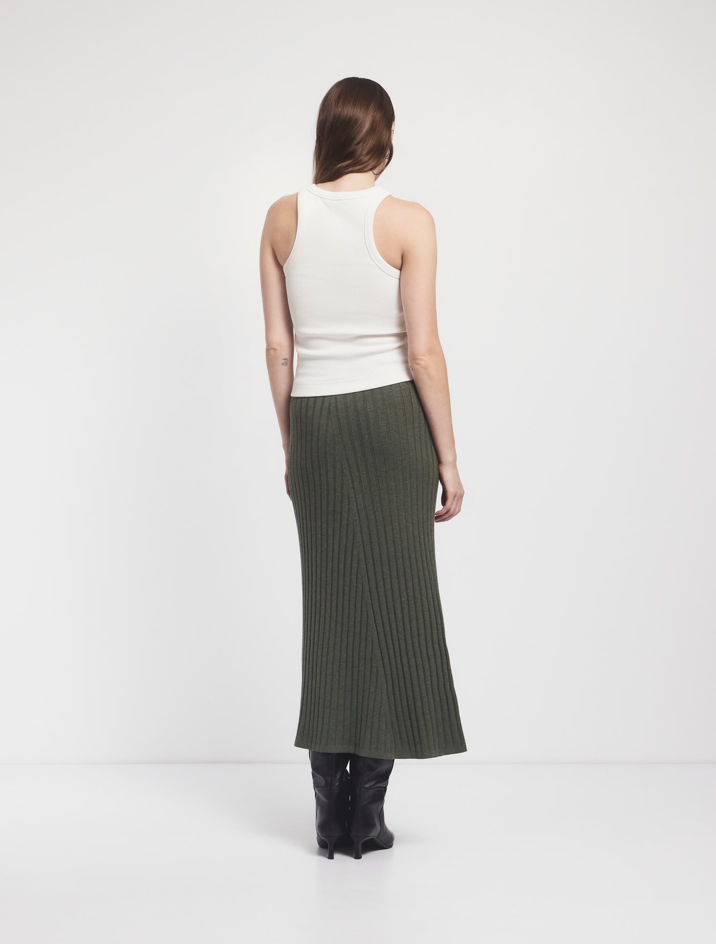 Maia Rib Skirt In Green Marl