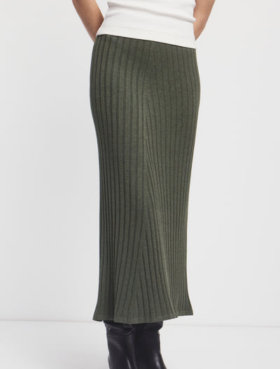 Maia Rib Skirt In Green Marl