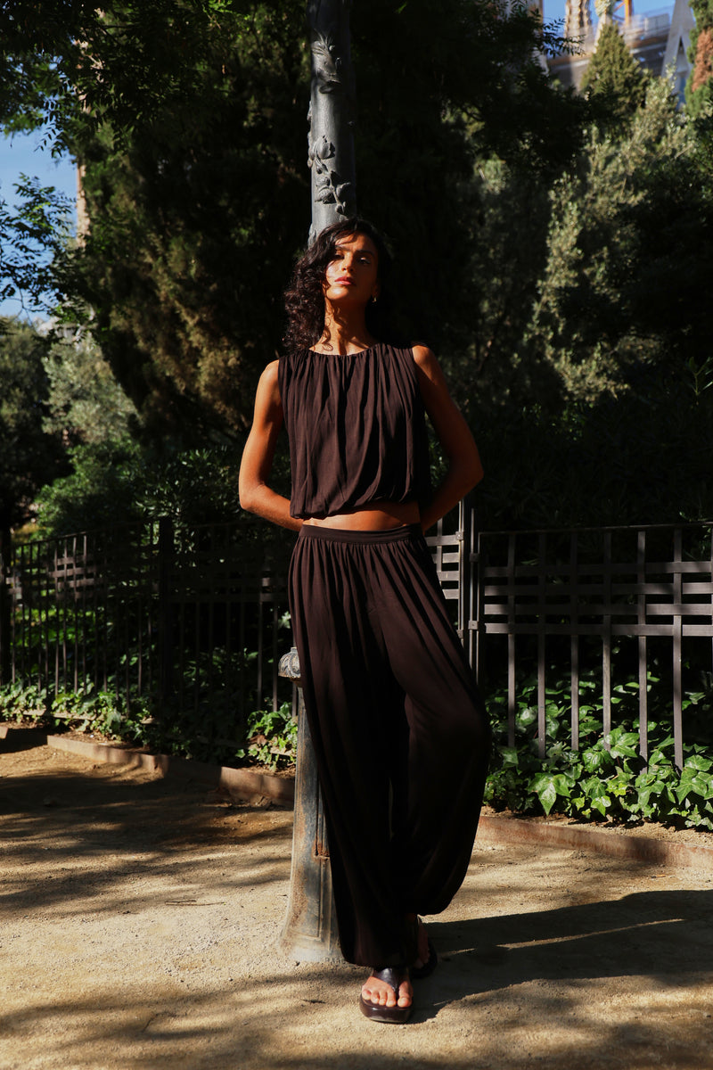 Ina Harem Trouser Jersey In Bitter Chocolate