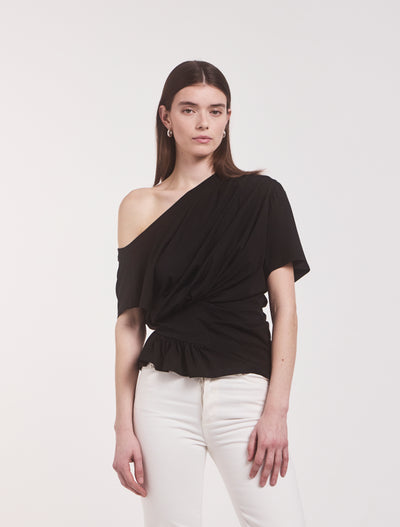 Agathi Draped Top in Black