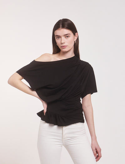 Agathi Draped Top in Black