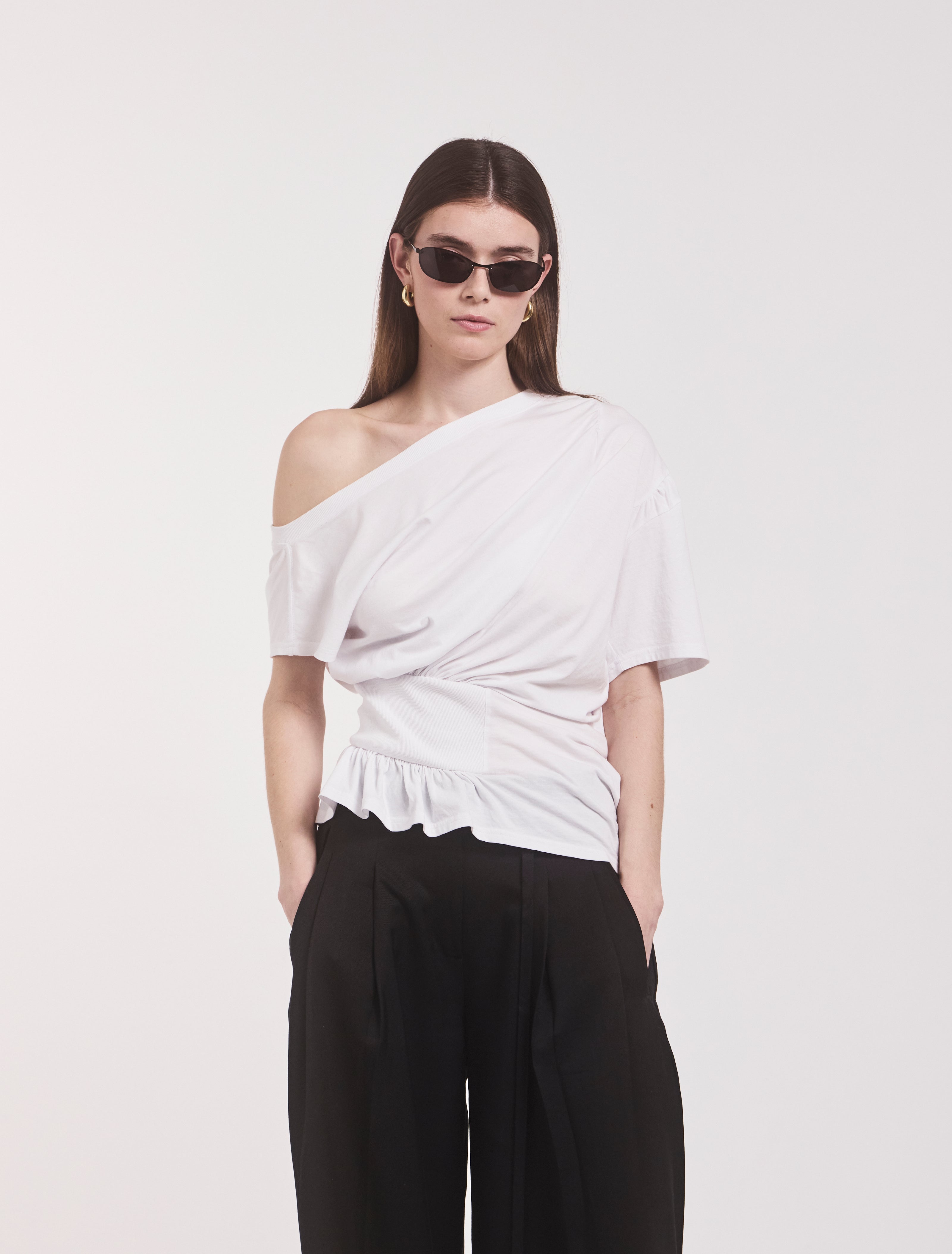 Agathi Draped Top in White