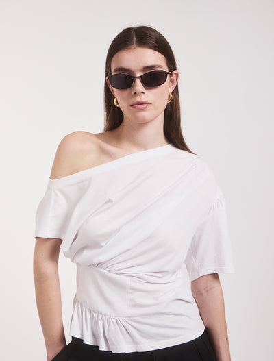 Agathi Draped Top in White