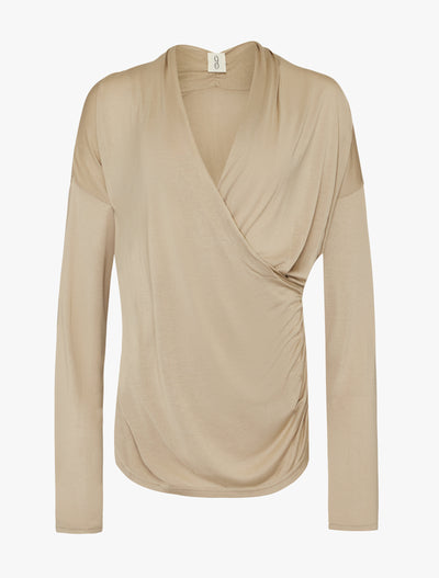 Calix Draped Top In Taupe