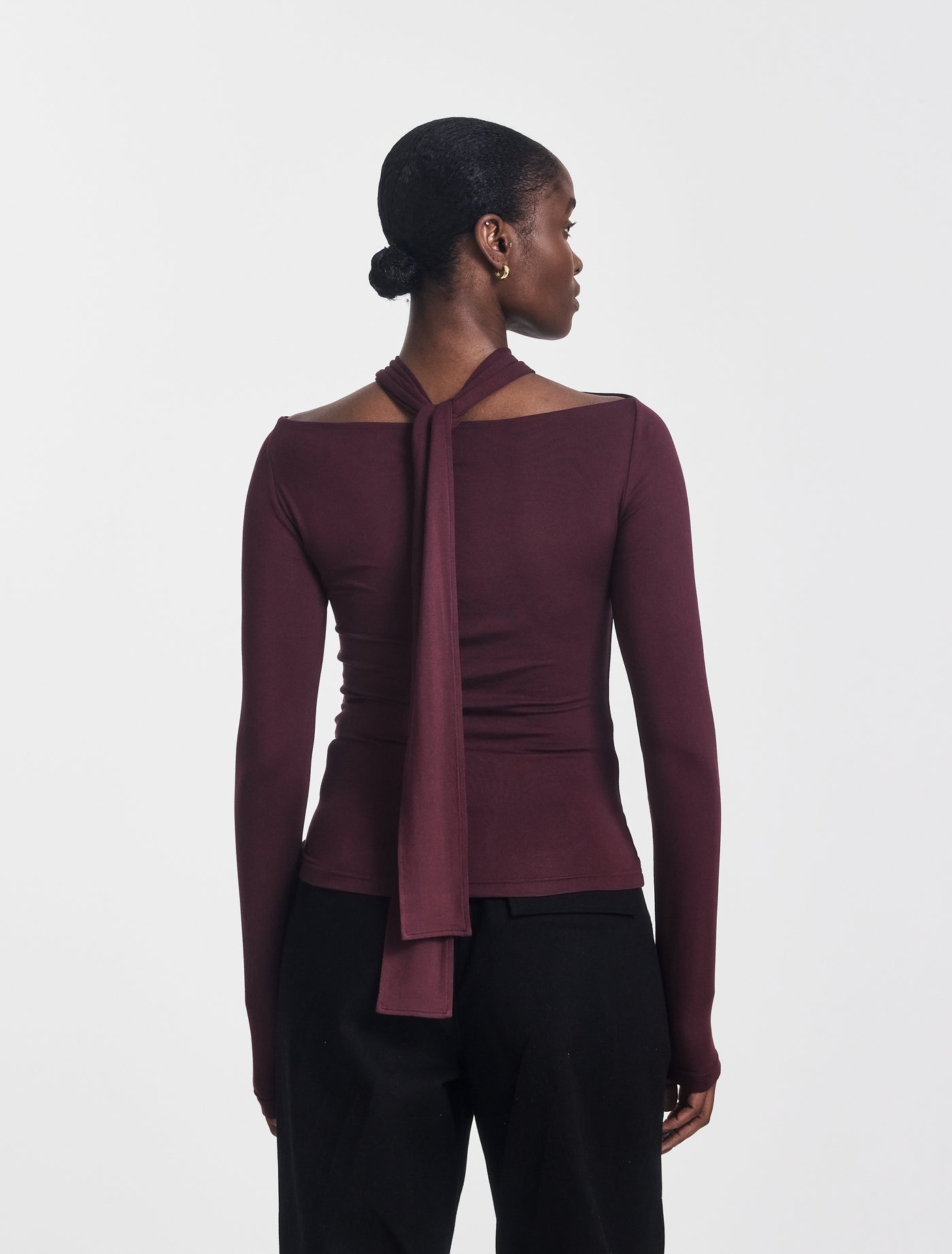 Coral Wrap Top in Merlot