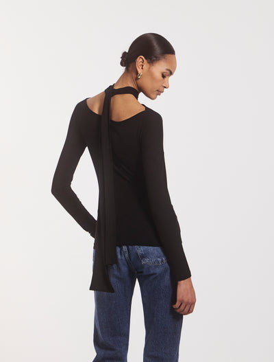 Coral Wrap Top In Black