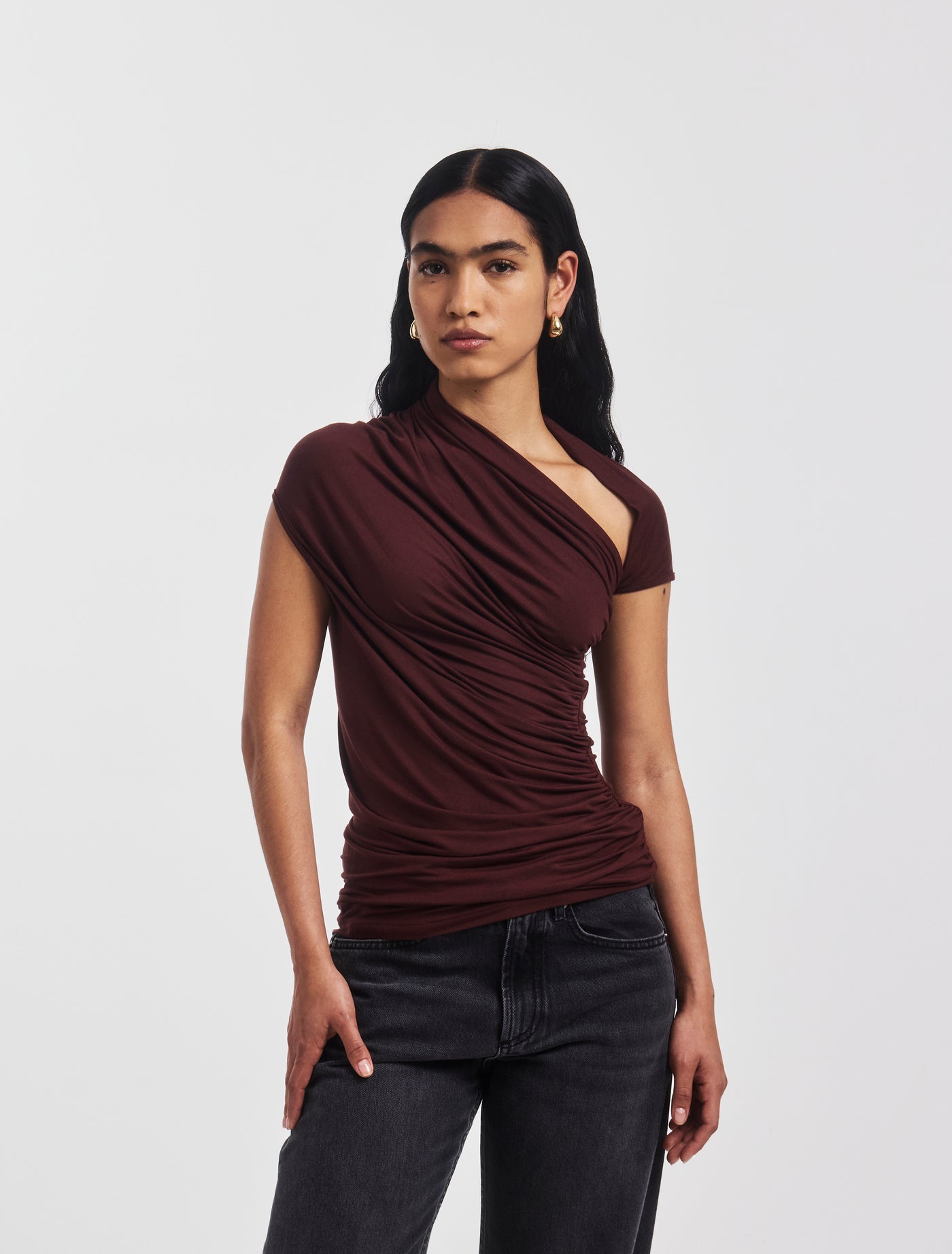 Scarab Micromodal Cut Out Top in Bordeaux