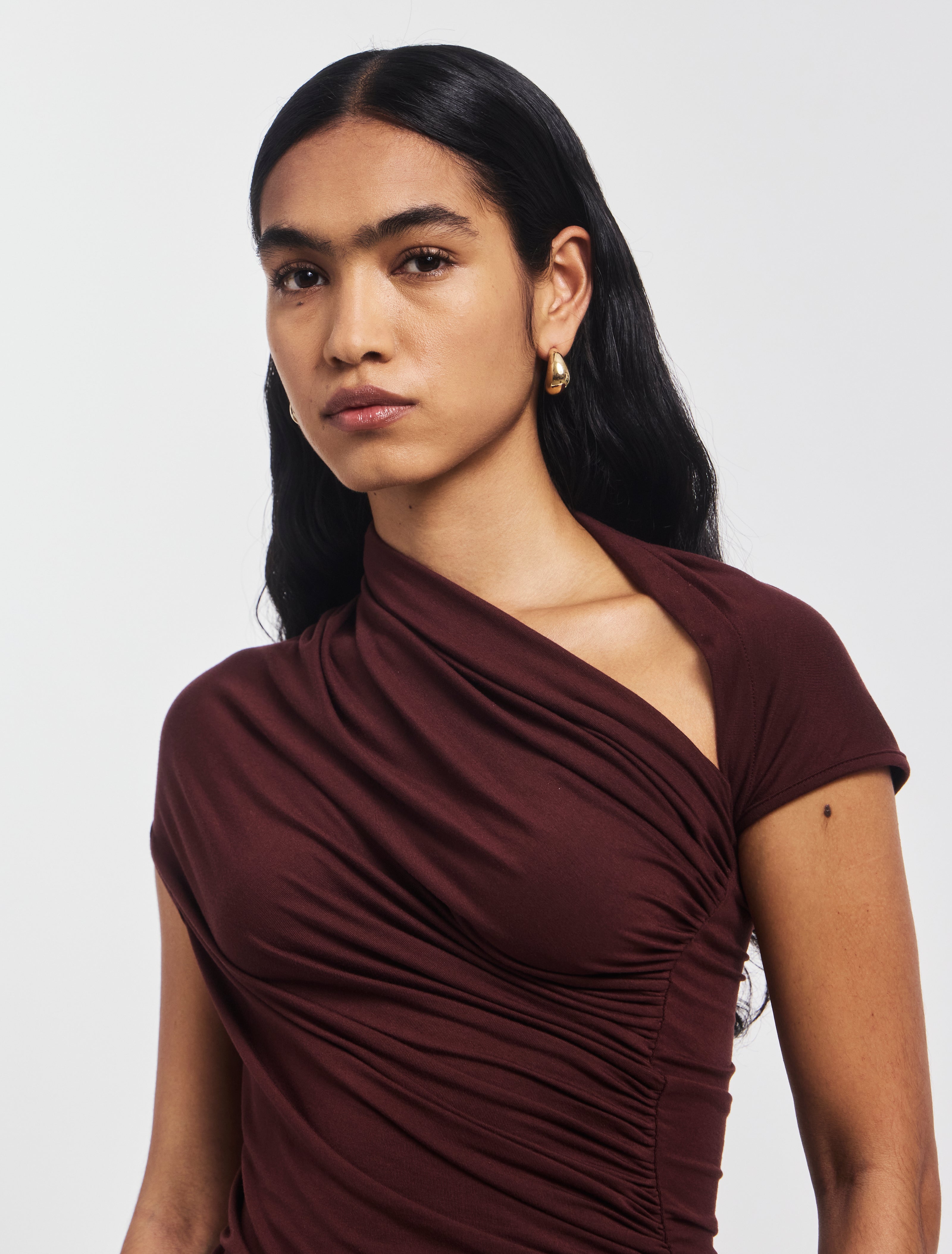 Scarab Micromodal Cut Out Top in Bordeaux