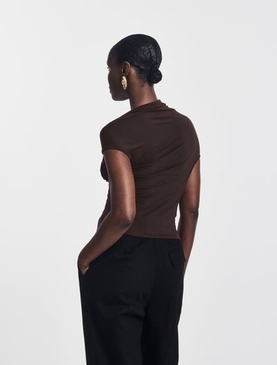 Scarab Micromodal Cut Out Top in Bitter Chocolate