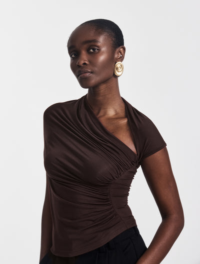 Scarab Micromodal Cut Out Top in Bitter Chocolate