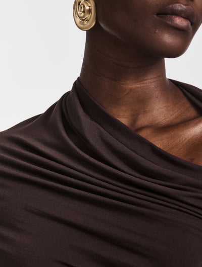Scarab Micromodal Cut Out Top in Bitter Chocolate