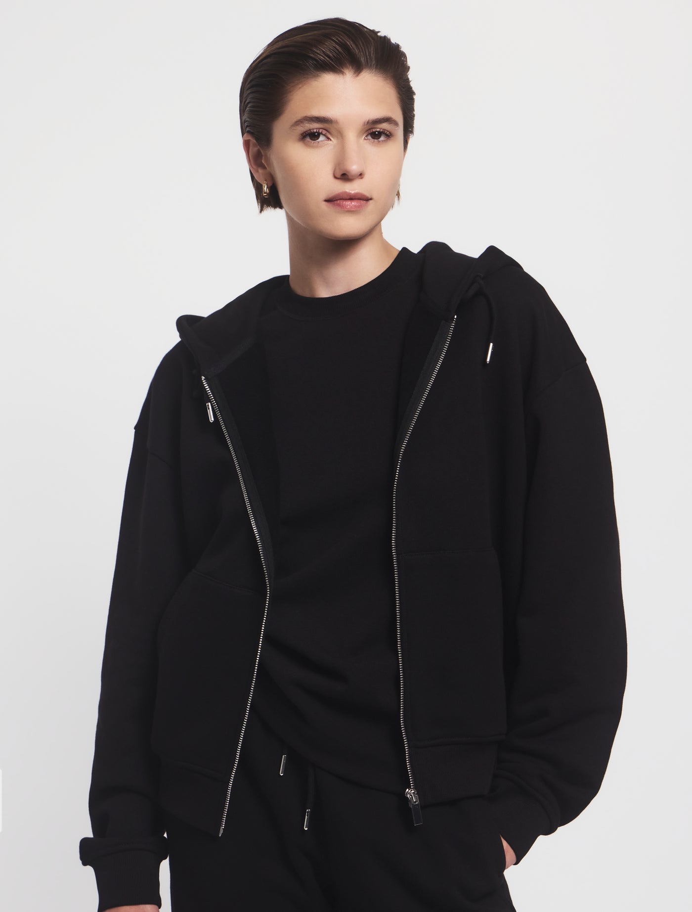 Signature Zip Up Hoodie in Black