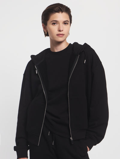 Signature Zip Up Hoodie in Black