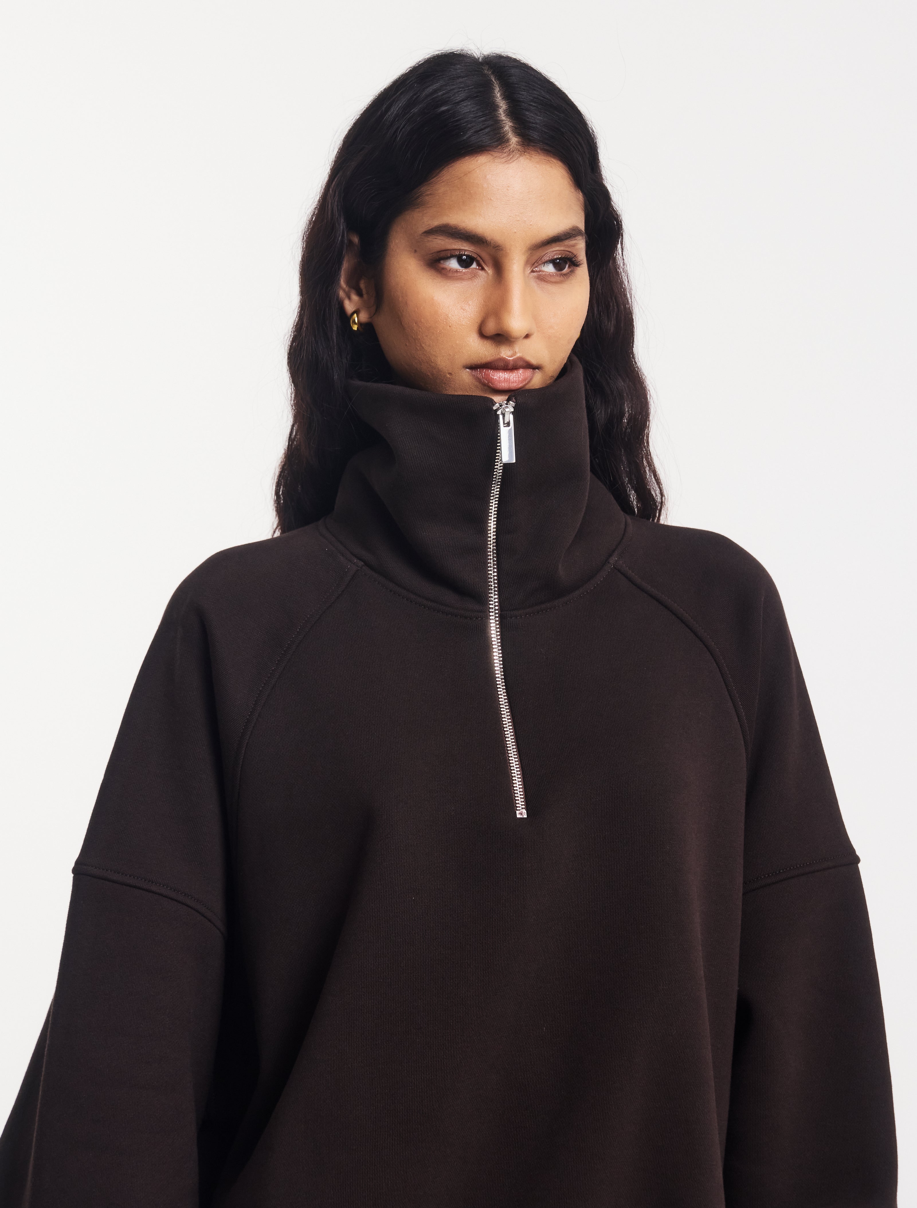 Classic Half Zip Sweatshirt in Bitter Chocolate