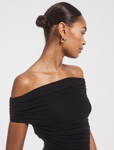 Noho Micromodal Ruched Top in Black