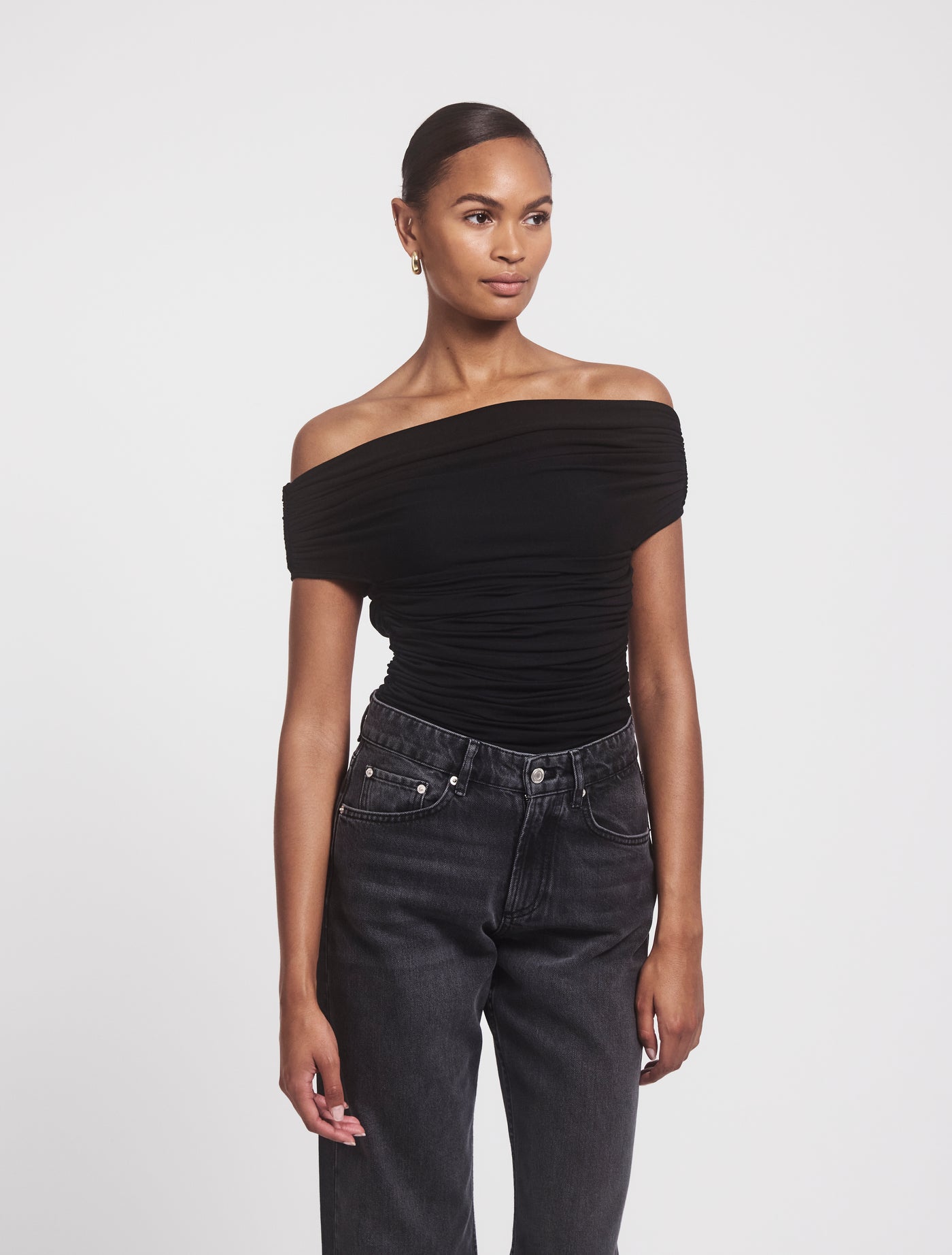Noho Micromodal Ruched Top in Black