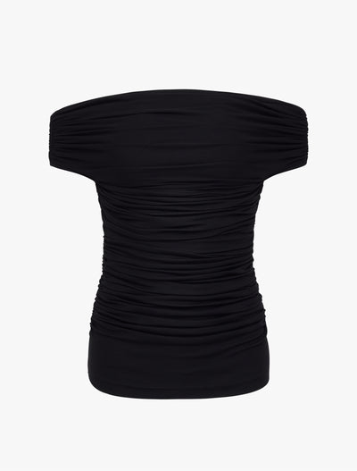 Noho Top in Black, off-shoulder design, front view