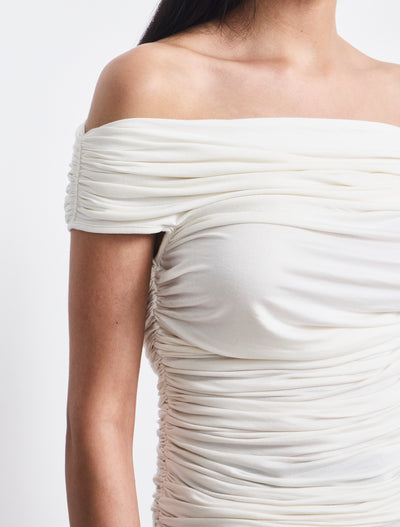 Noho Micromodal Ruched Top in Off White