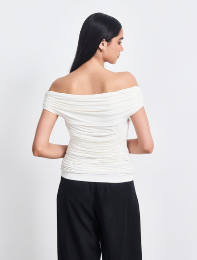 Noho Micromodal Ruched Top in Off White