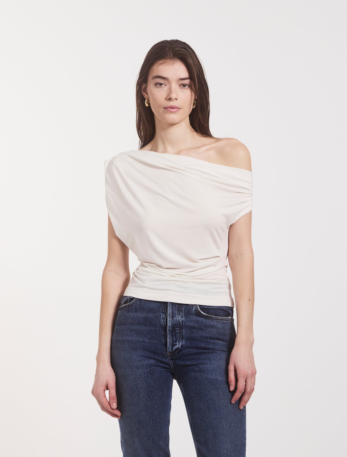 Tanz Draped Top in Chalk White