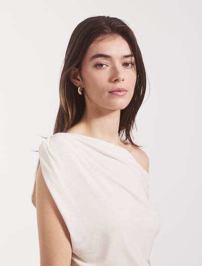 Tanz Draped Top in Chalk White