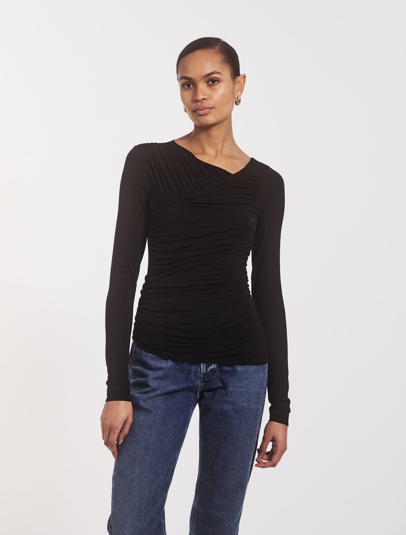 Mona Long Sleeve Top in Black