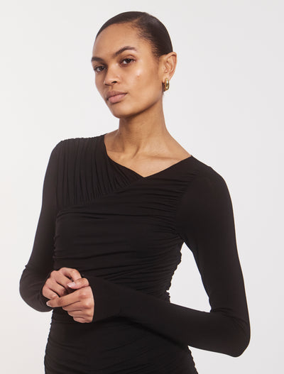 Mona Long Sleeve Top in Black