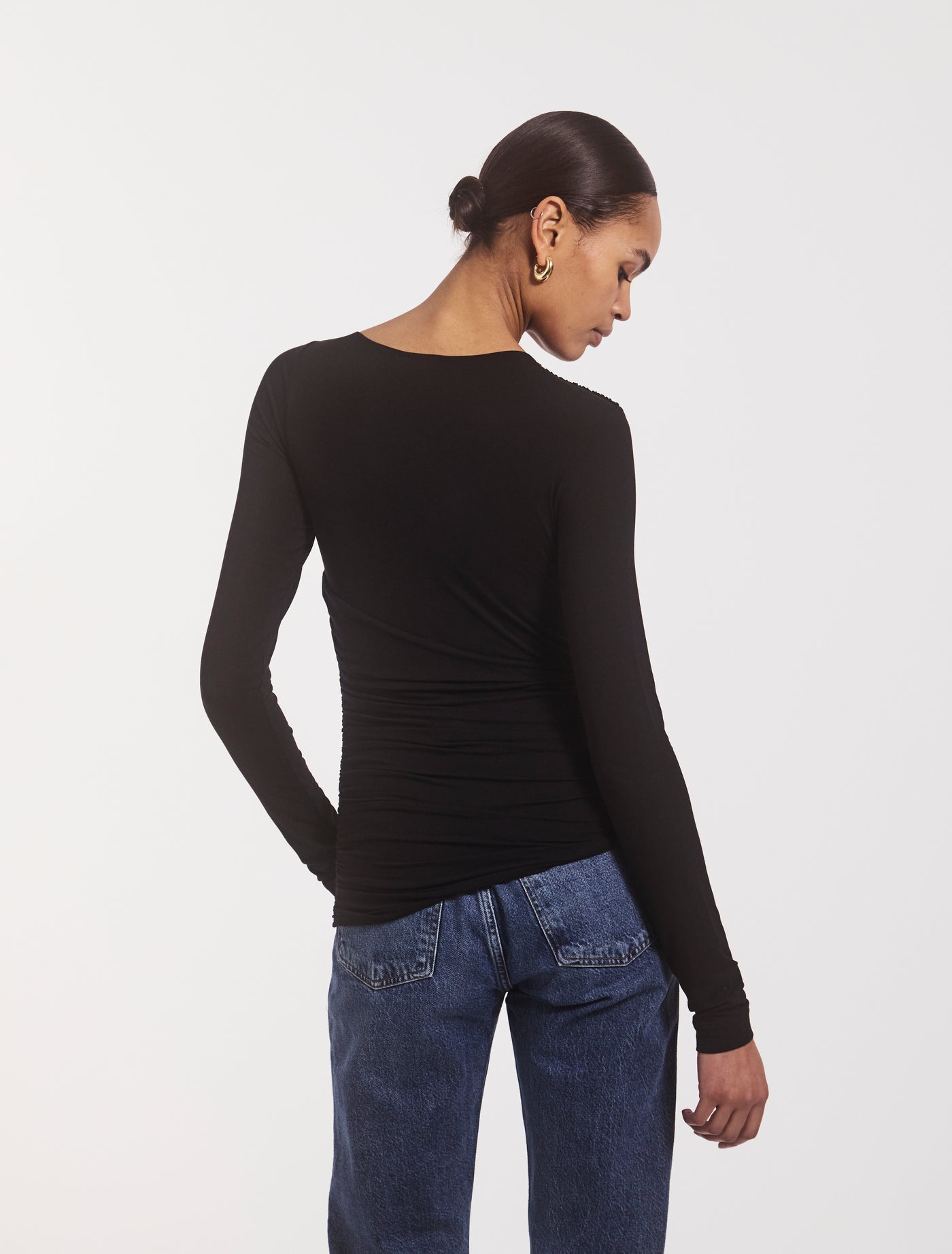 Mona Long Sleeve Top in Black