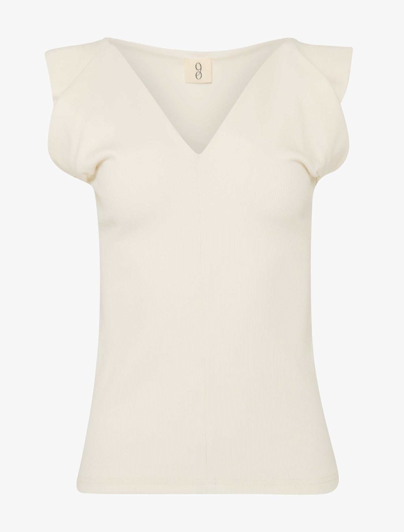 Elena Pleated Rib Top in Chalk White