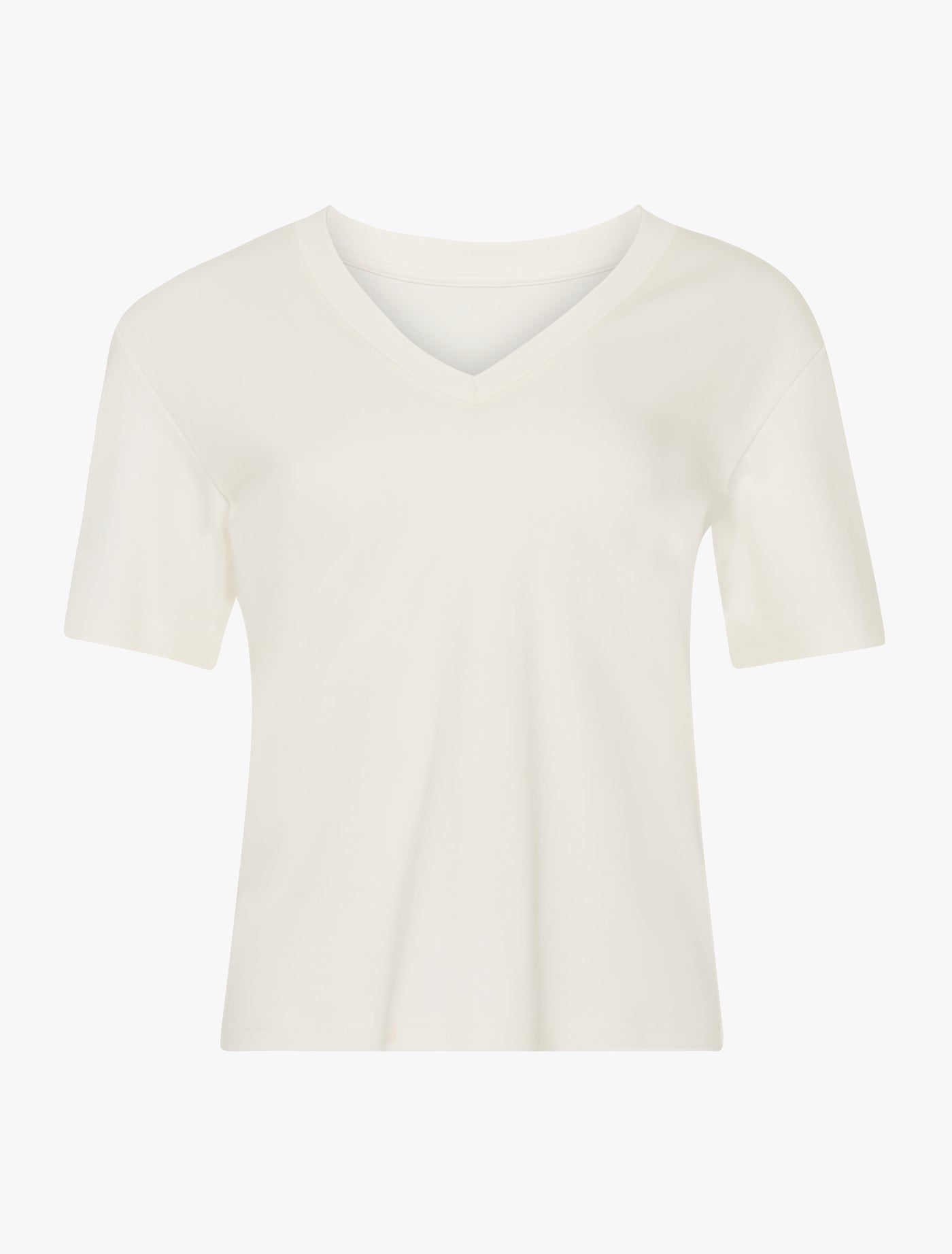 Signature V Neck T-shirt in Chalk White