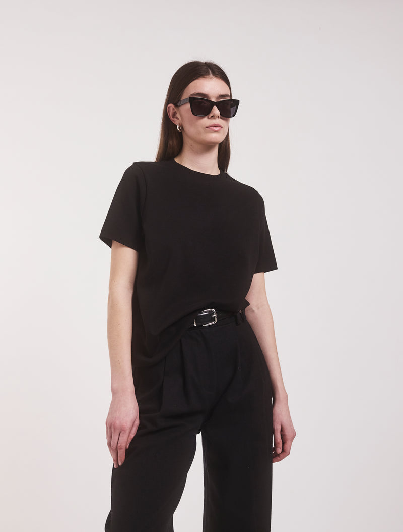 Compact Cotton Oversized T-Shirt in Black