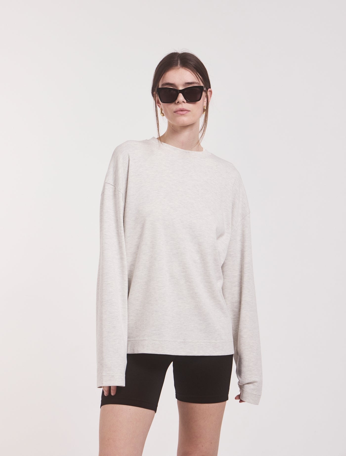 The Boyfriend LS T-Shirt in Light Grey Marl