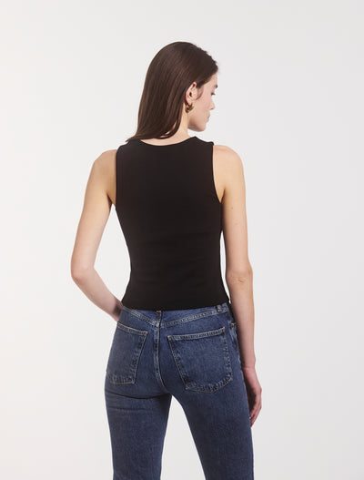 Maya Cropped Tank Top in Black