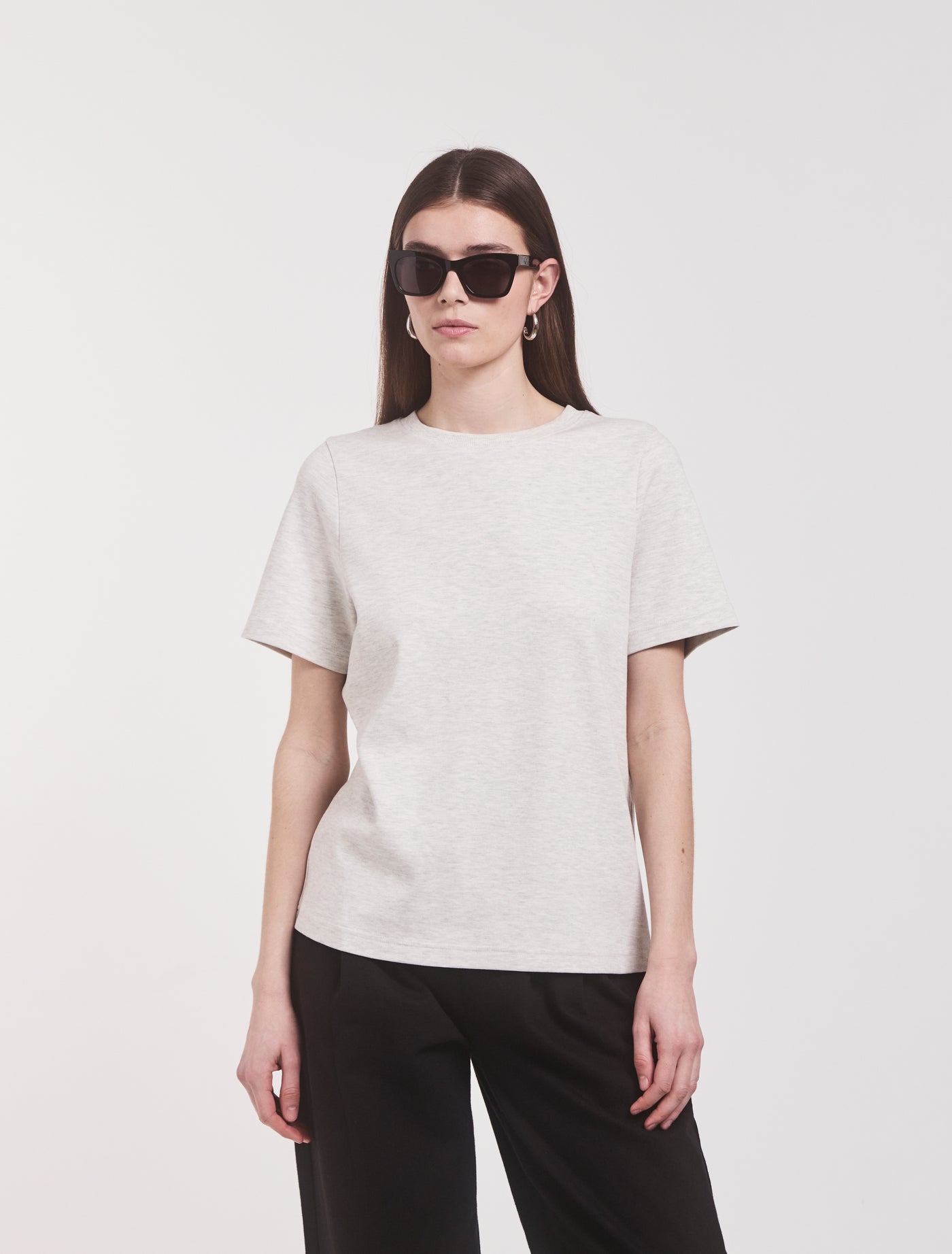 Signature Oversized T-Shirt in Light Grey Marl