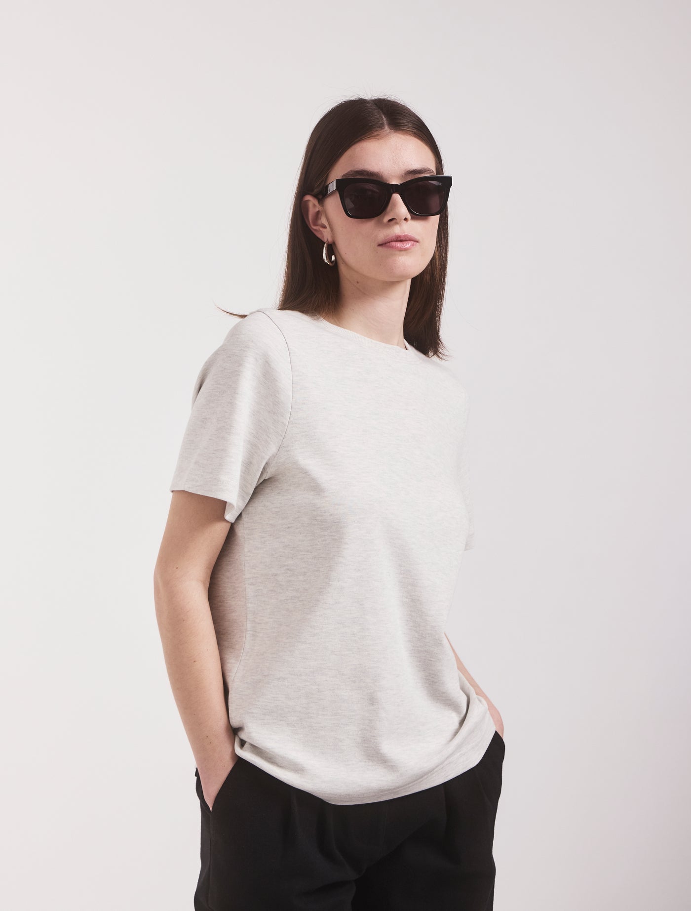 Signature Oversized T-Shirt in Light Grey Marl