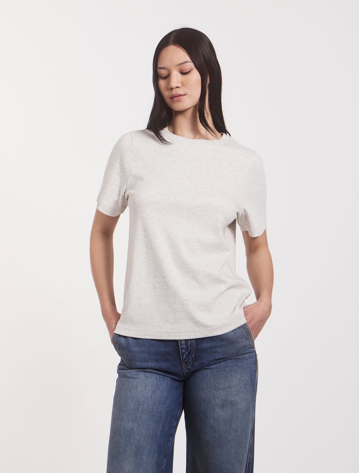 Signature Oversized T-Shirt in Light Grey Marl