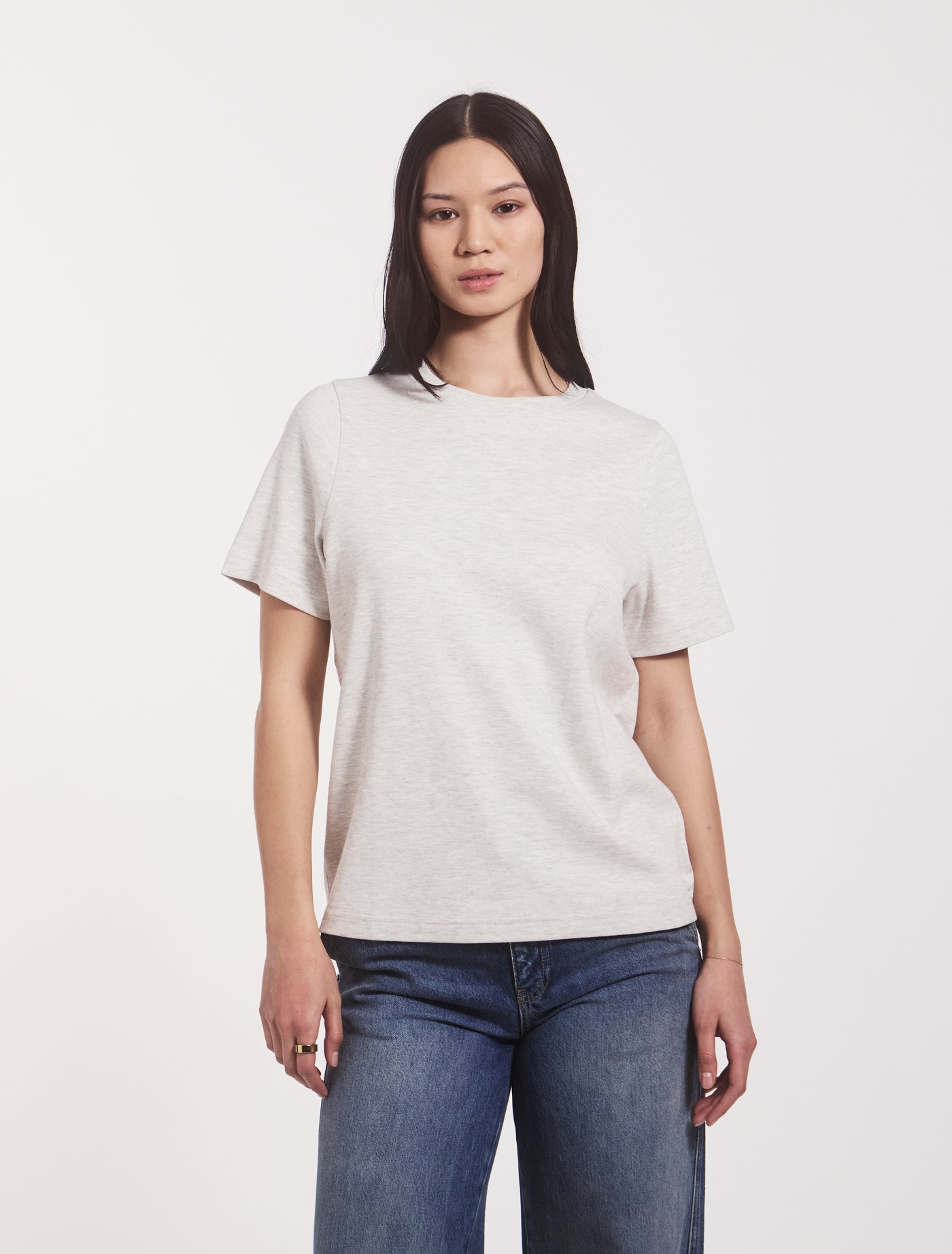 Signature Oversized T-Shirt in Light Grey Marl